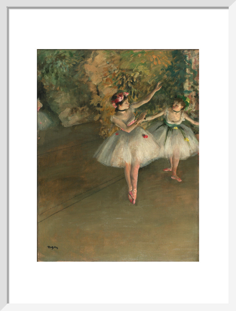 Two Dancers on a Stage (art print, medium, white)