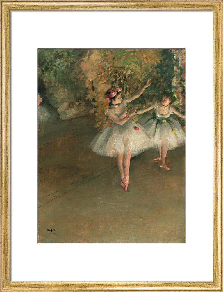 Two Dancers on a Stage (art print, medium, gold)