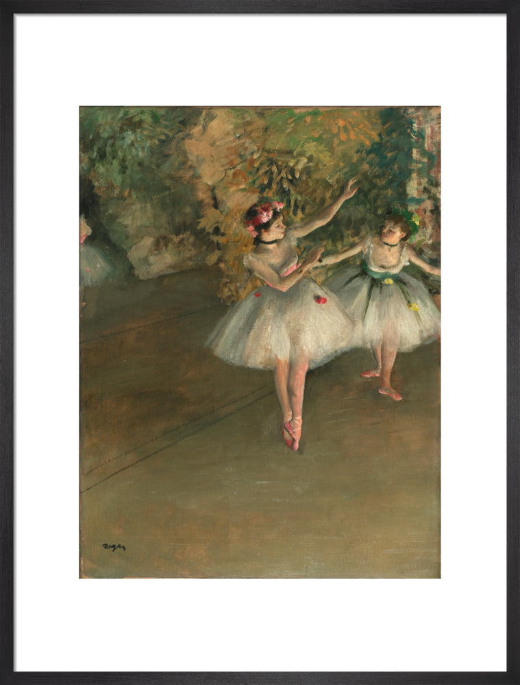 Two Dancers on a Stage (art print, large, black)