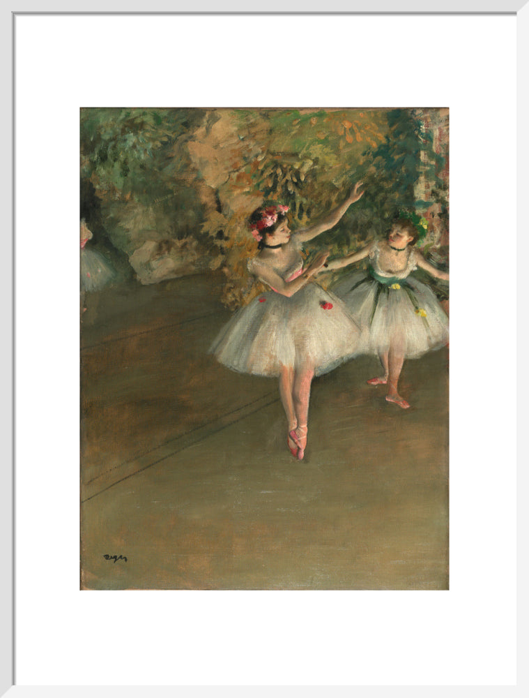 Two Dancers on a Stage (art print, large, white)
