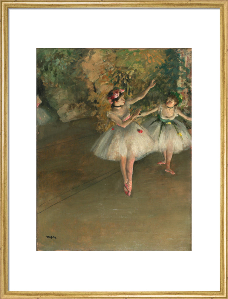 Two Dancers on a Stage (art print, large, gold)