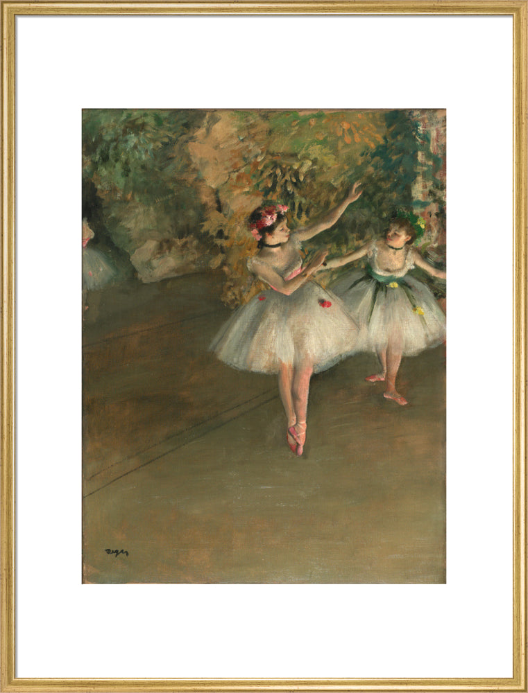 Two Dancers on a Stage (art print, extra large, gold)