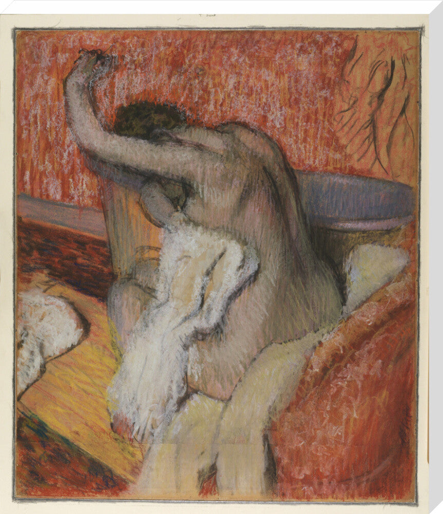 After the Bath - Woman Drying Herself (stretched canvas, extra large, unframed)