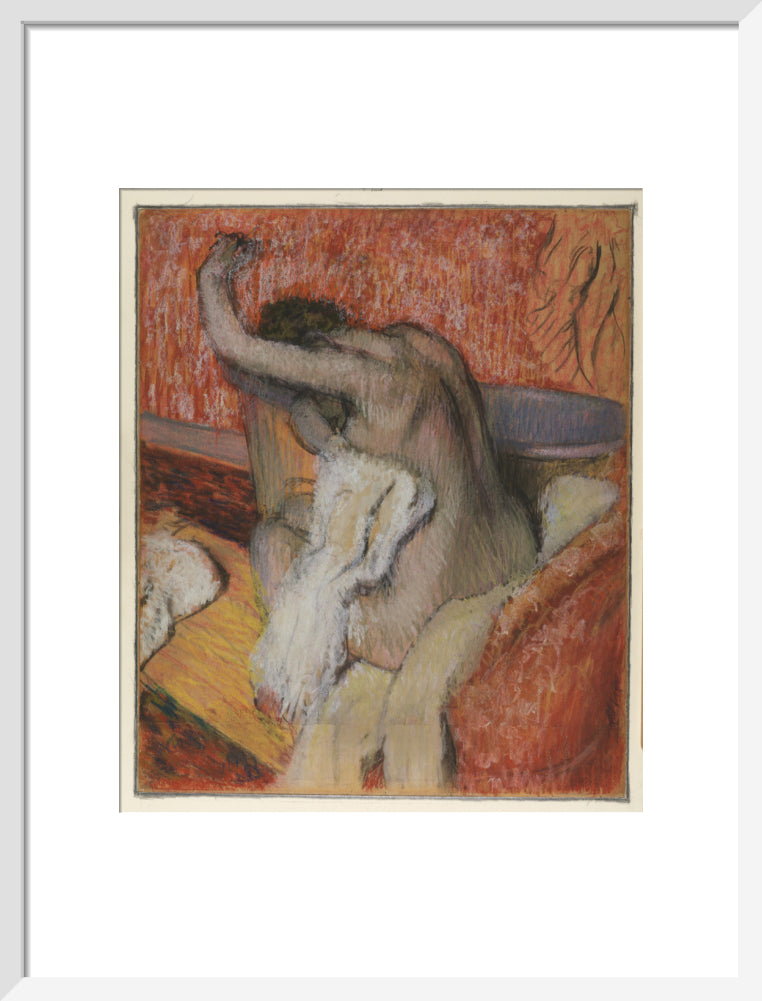 After the Bath - Woman Drying Herself (art print, medium, white)