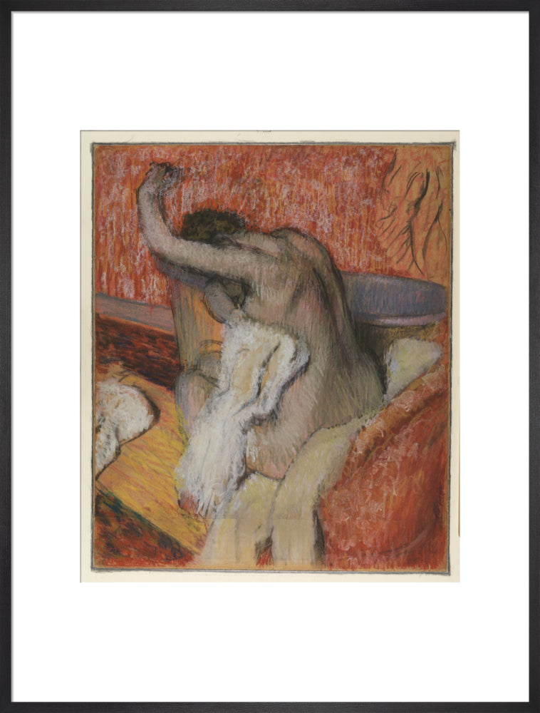 After the Bath - Woman Drying Herself (art print, extra large, black)