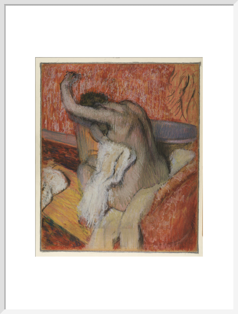 After the Bath - Woman Drying Herself (art print, extra large, white)