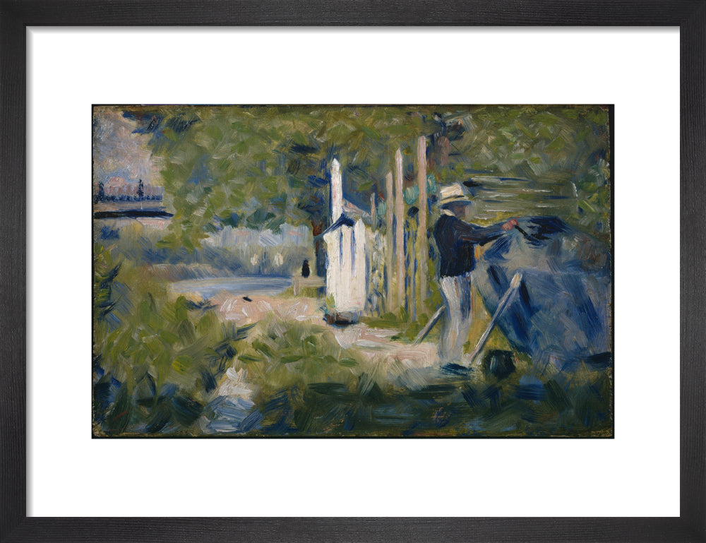 Man Painting a Boat (art print, small, black)