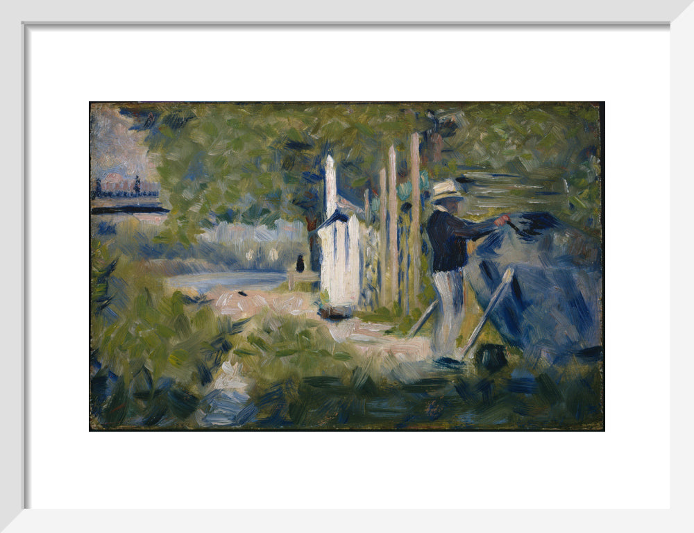 Man Painting a Boat (art print, small, white)