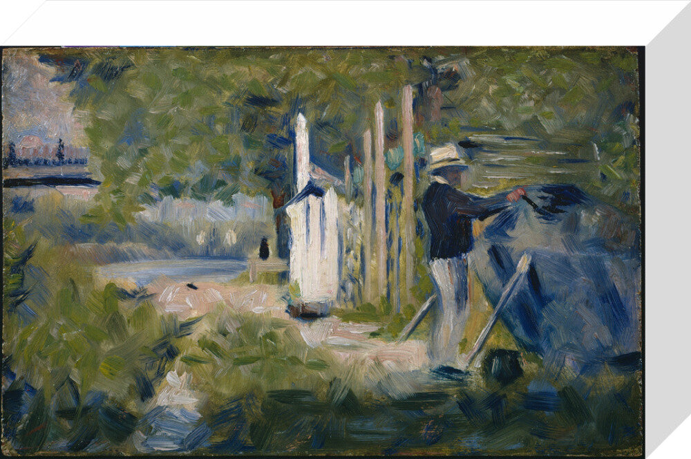 Man Painting a Boat (stretched canvas, small, unframed)