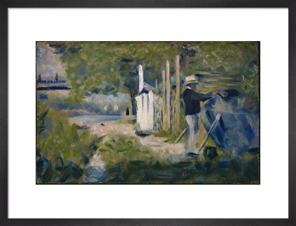 Man Painting a Boat (art print, medium, black)
