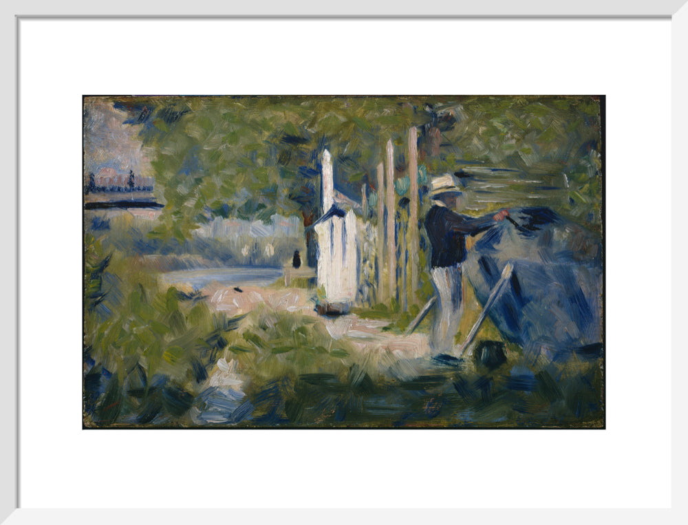 Man Painting a Boat (art print, medium, white)