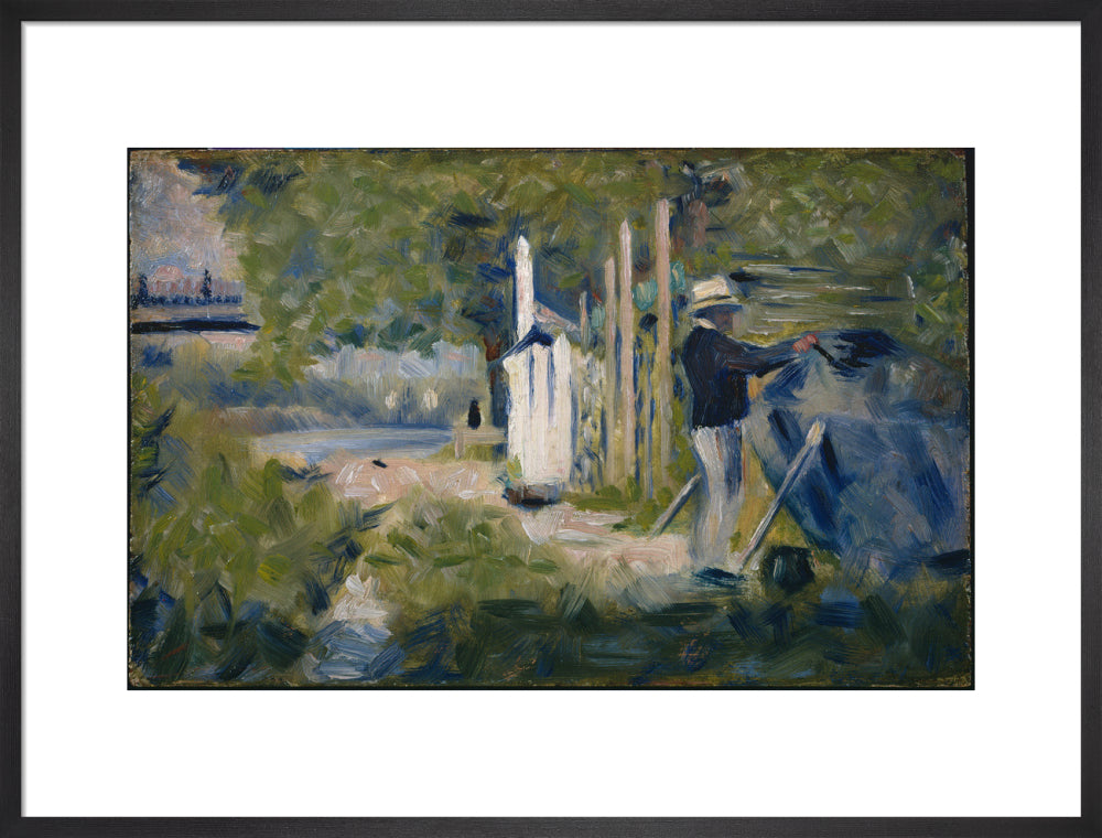 Man Painting a Boat (art print, large, black)