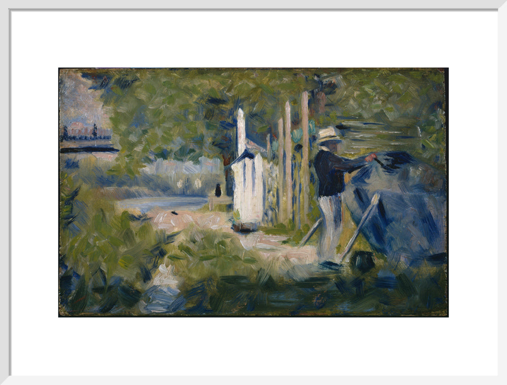 Man Painting a Boat (art print, large, white)