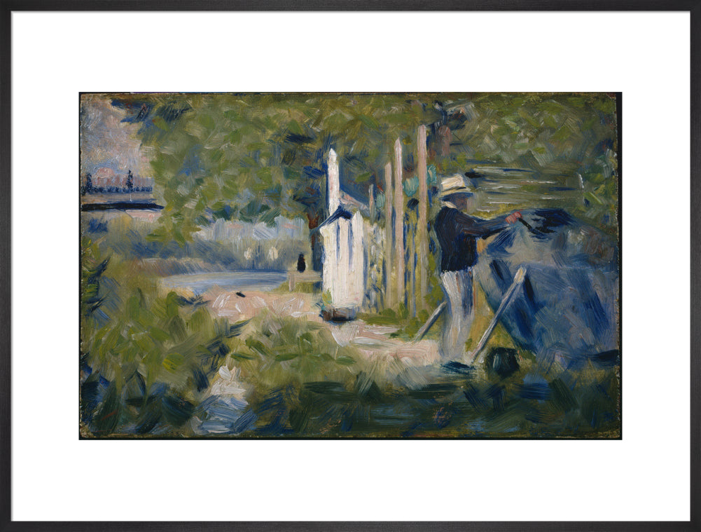 Man Painting a Boat (art print, extra large, black)