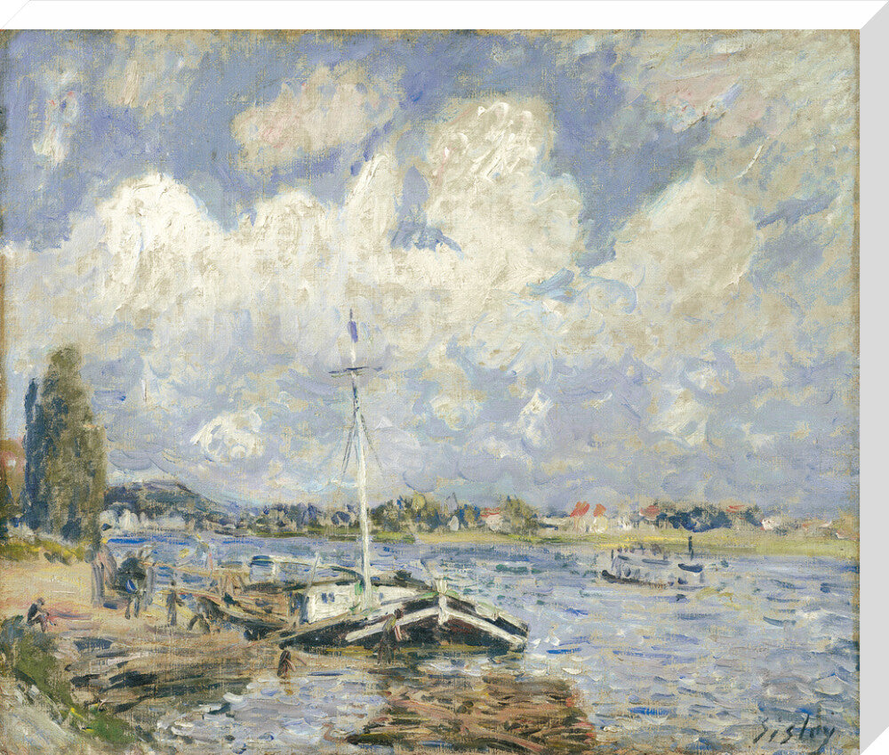 Boats on the Seine (stretched canvas, large, unframed)