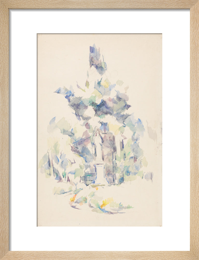 Statue under trees (art print, small, natural)
