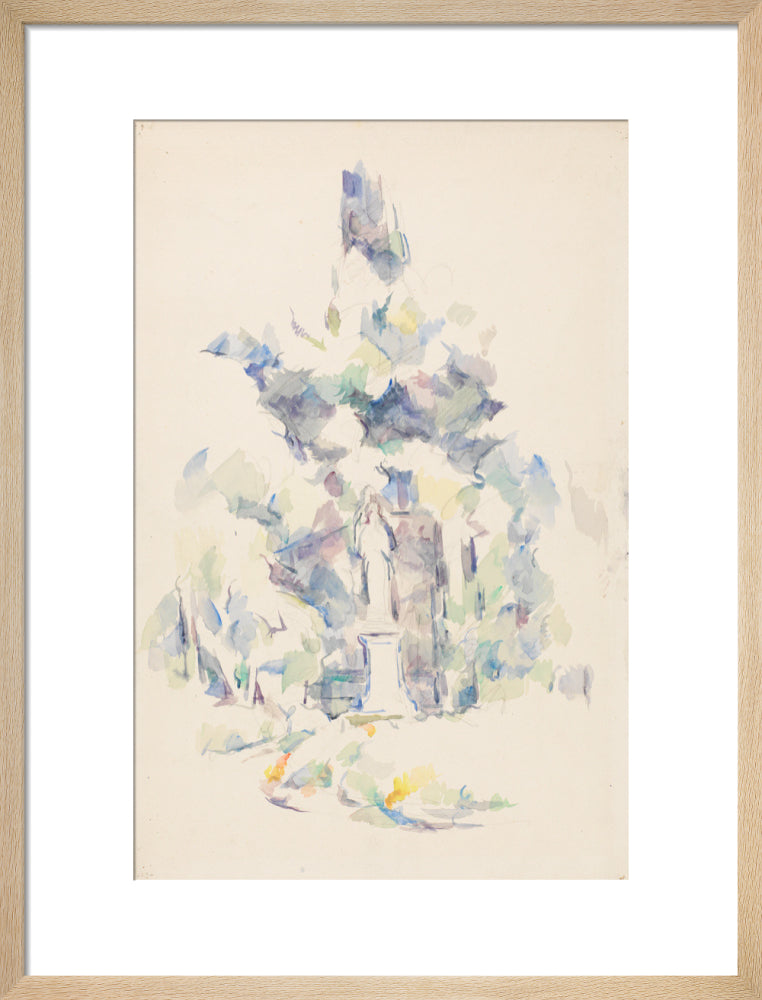 Statue under trees (art print, medium, natural)