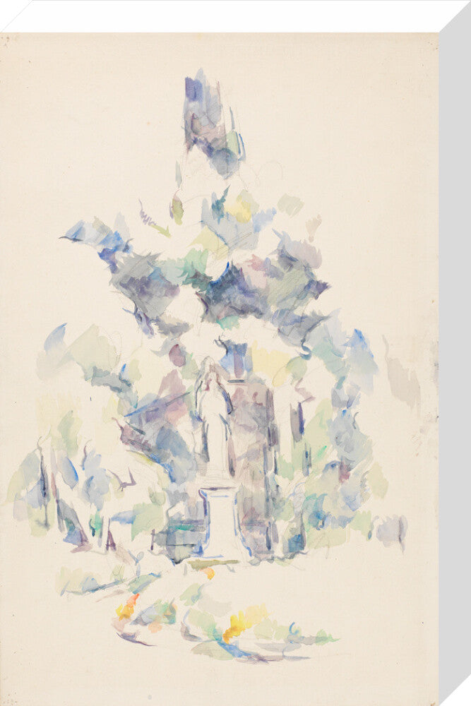 Statue under trees (stretched canvas, medium, unframed)