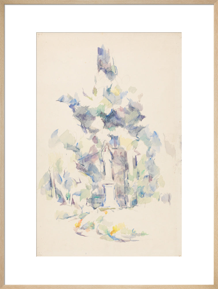 Statue under trees (art print, extra large, natural)