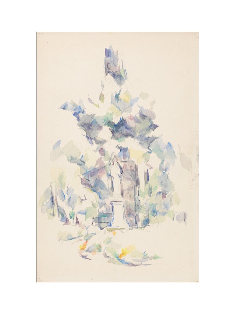 Statue under trees (art print, medium, unframed)