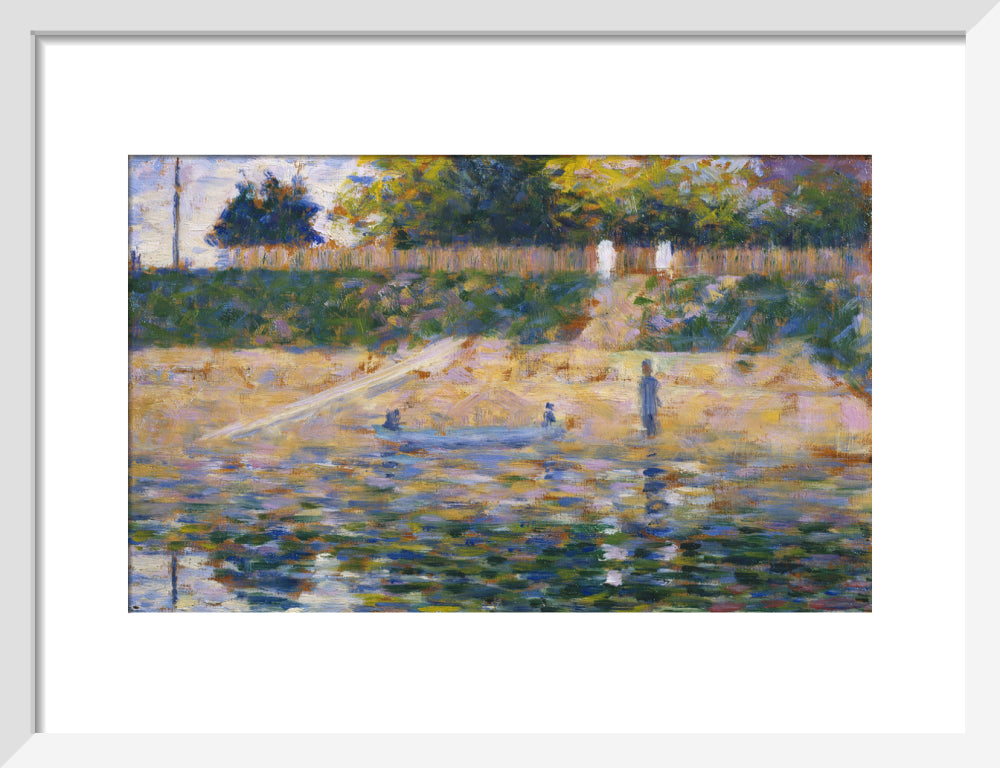 Boat by the Riverbank (art print, small, white)