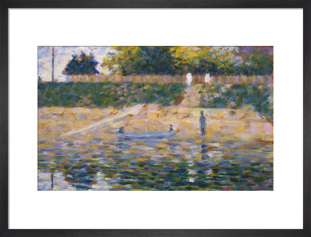 Boat by the Riverbank (art print, medium, black)