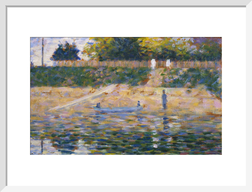 Boat by the Riverbank (art print, medium, white)