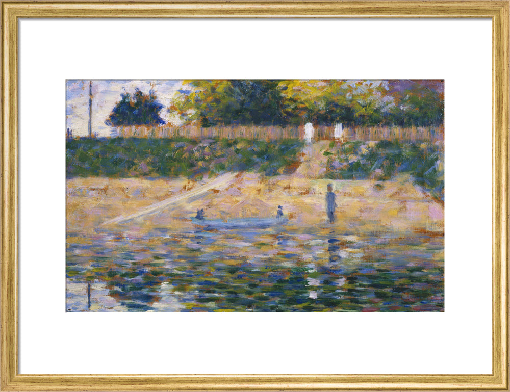 Boat by the Riverbank (art print, medium, gold)