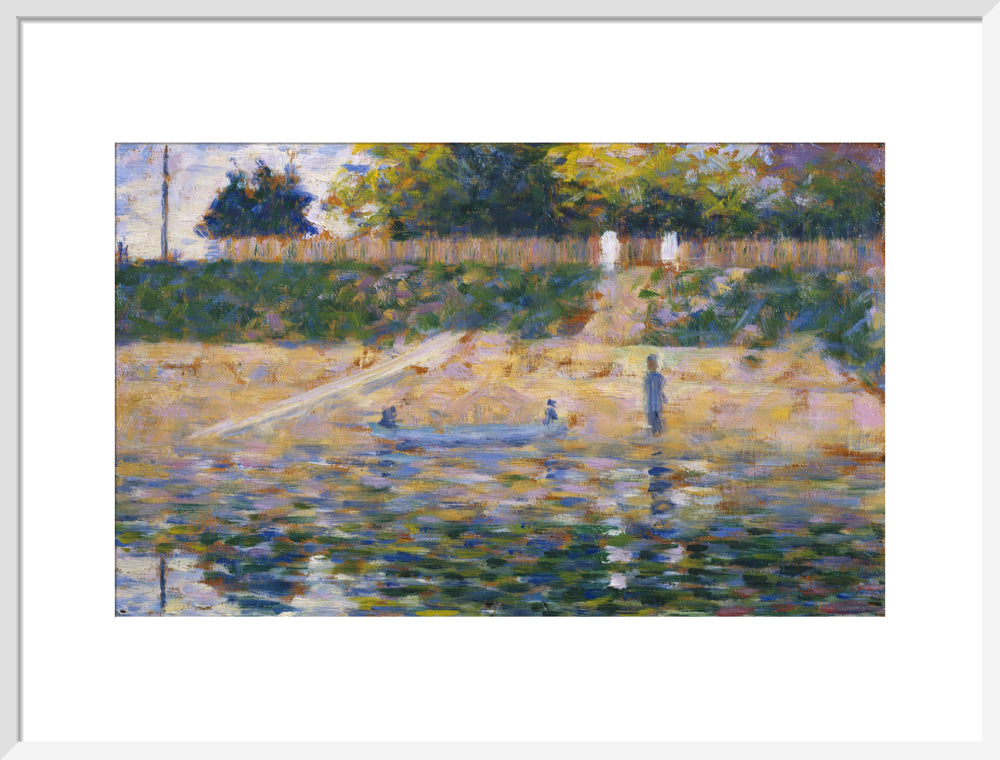 Boat by the Riverbank (art print, large, white)