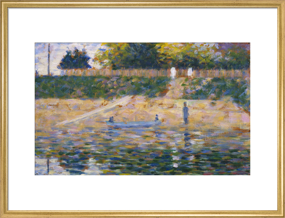 Boat by the Riverbank (art print, large, gold)