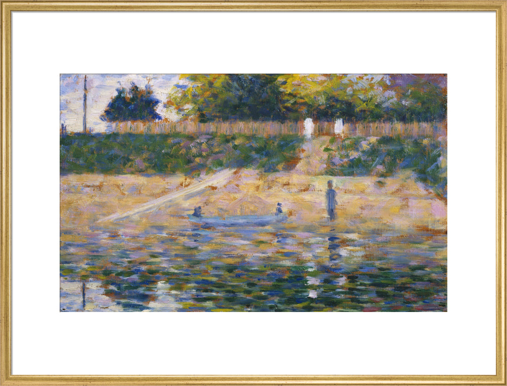 Boat by the Riverbank (art print, extra large, gold)