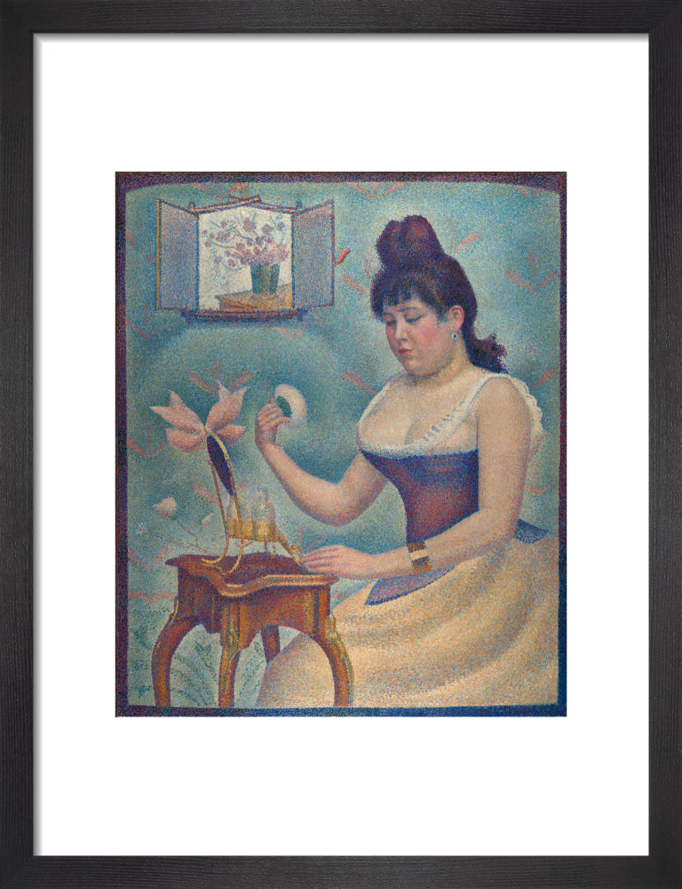 Young Woman Powdering Herself (art print, small, black)
