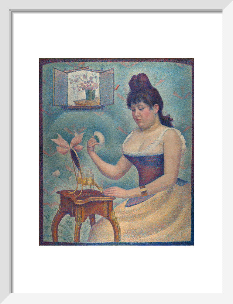Young Woman Powdering Herself (art print, small, white)