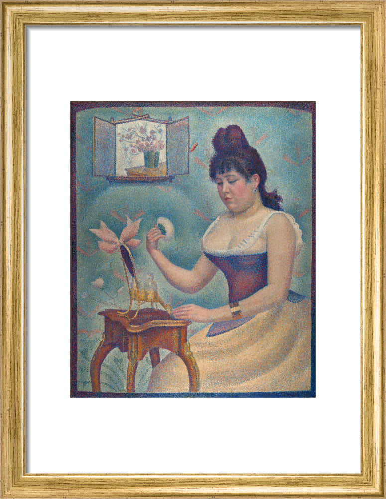 Young Woman Powdering Herself (art print, small, gold)