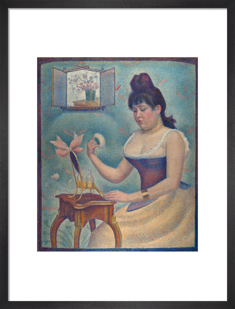 Young Woman Powdering Herself (art print, medium, black)