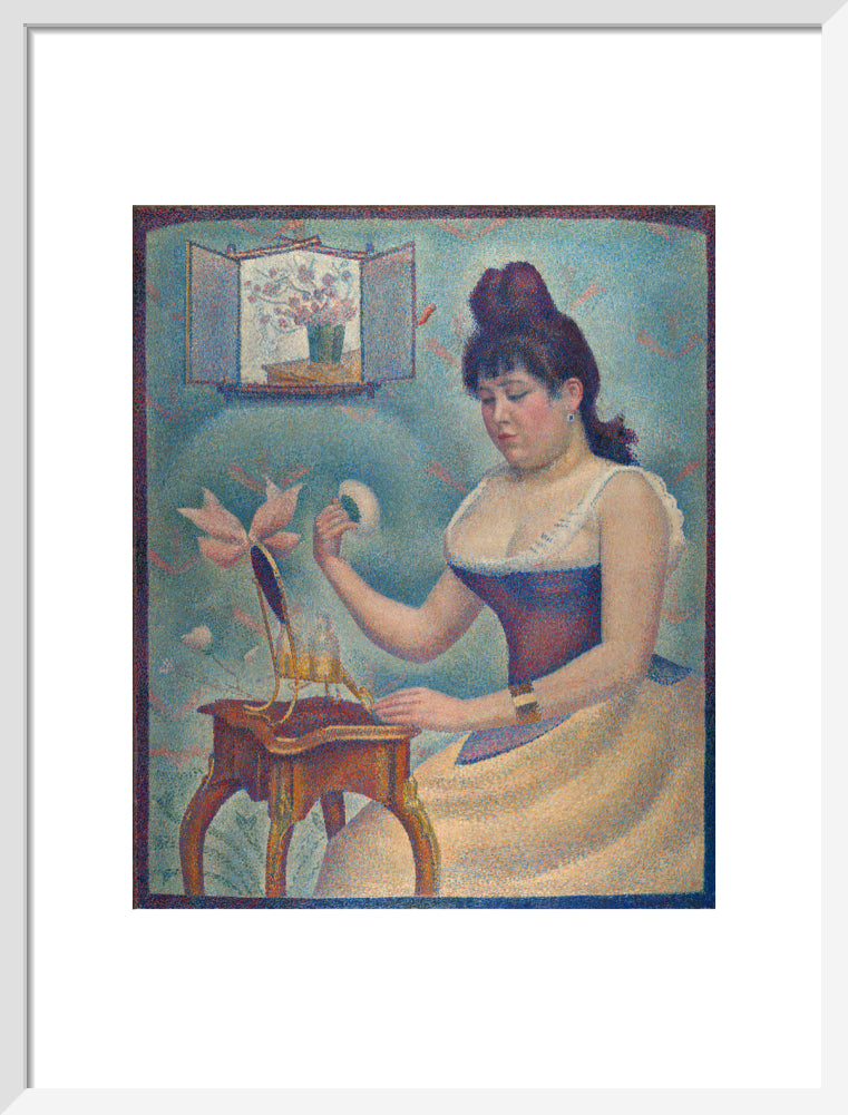 Young Woman Powdering Herself (art print, medium, white)