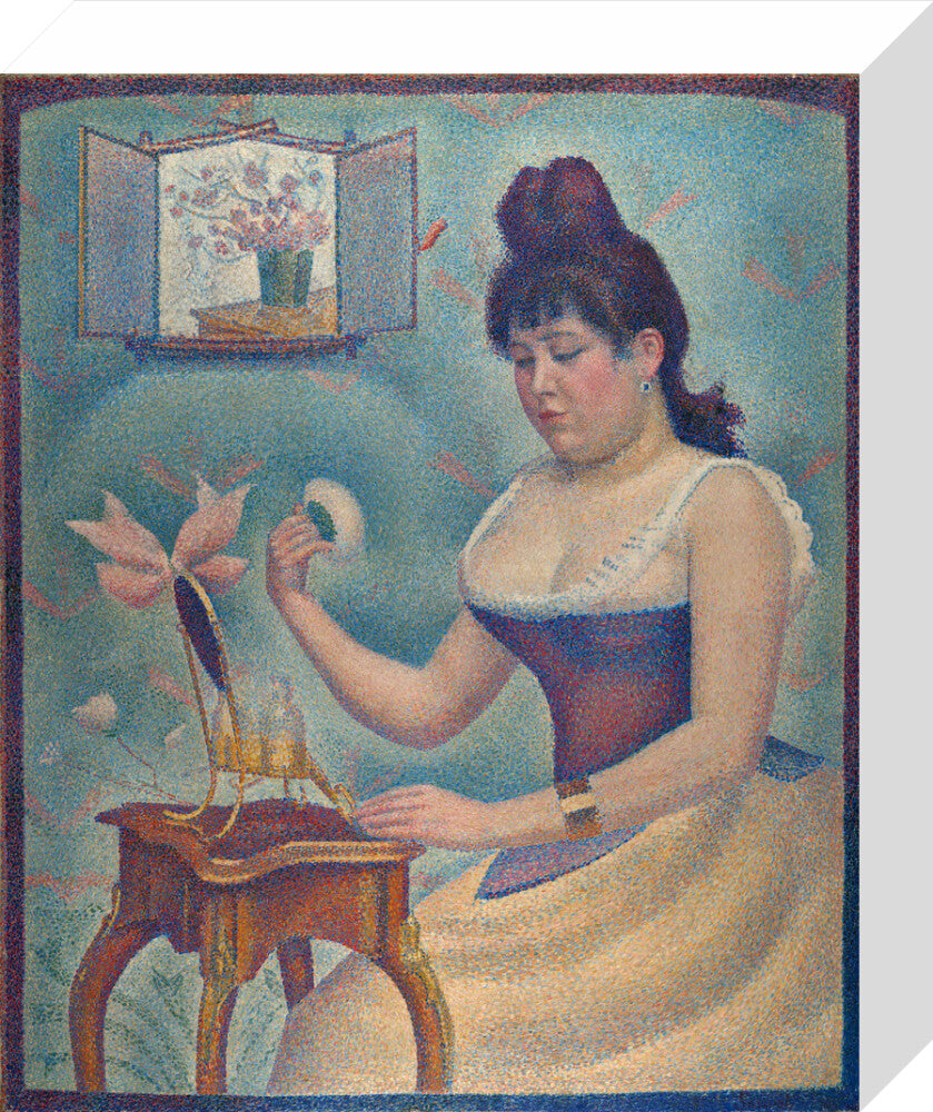 Young Woman Powdering Herself (stretched canvas, small, unframed)