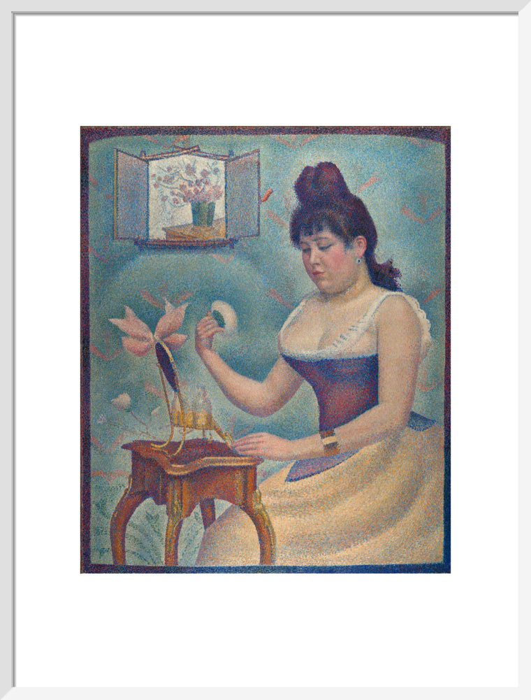 Young Woman Powdering Herself (art print, large, white)