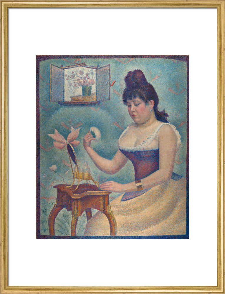 Young Woman Powdering Herself (art print, large, gold)