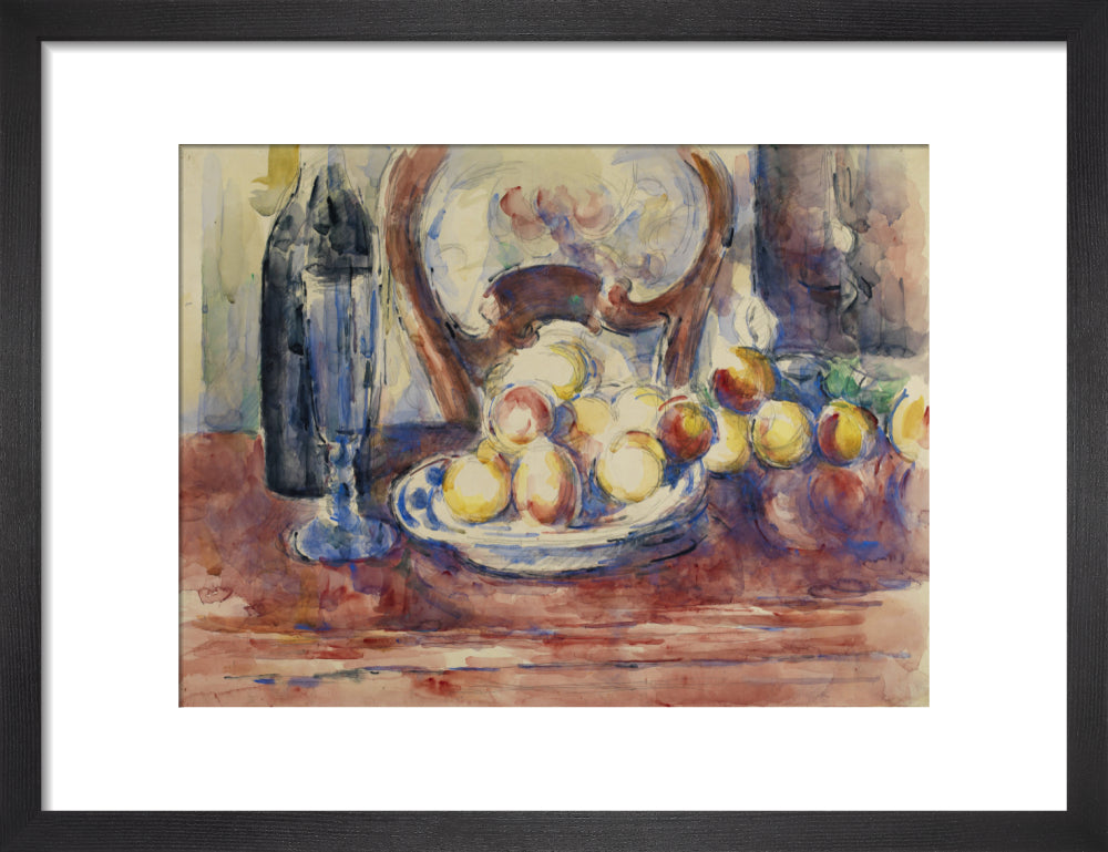 Apples, Bottle and Chairback (art print, small, black)