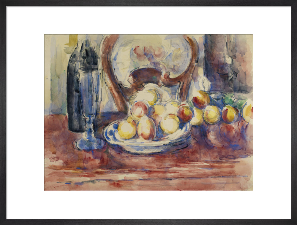 Apples, Bottle and Chairback (art print, large, black)