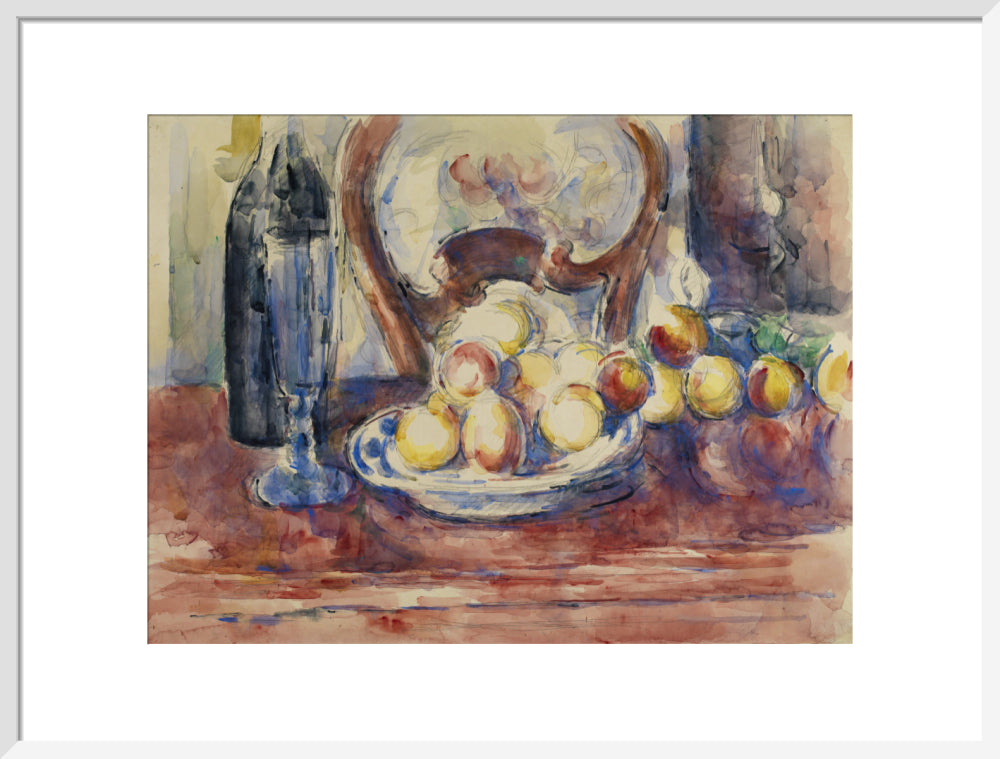 Apples, Bottle and Chairback (art print, large, white)