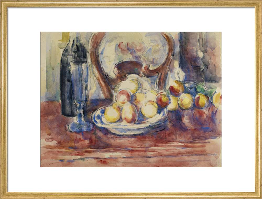 Apples, Bottle and Chairback (art print, large, gold)