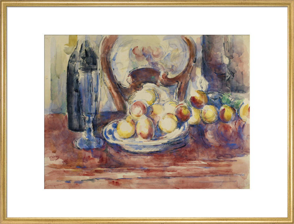 Apples, Bottle and Chairback (art print, extra large, gold)