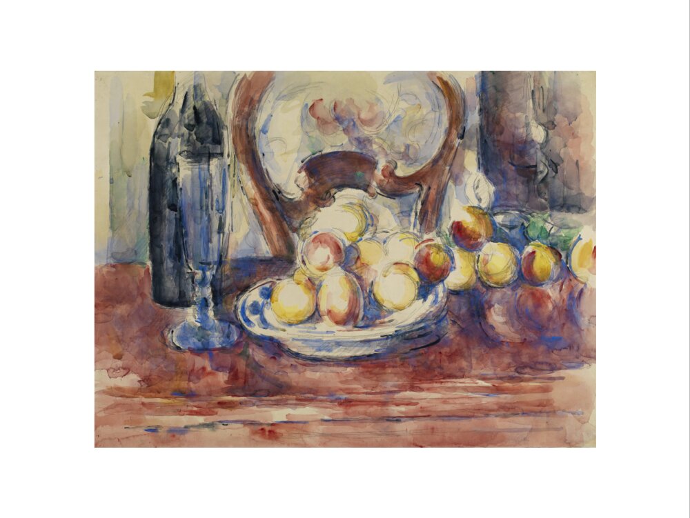 Apples, Bottle and Chairback (art print, extra large, unframed)