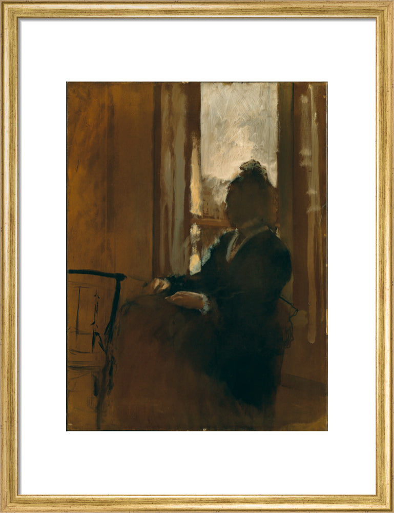 Woman at a Window (art print, medium, gold)