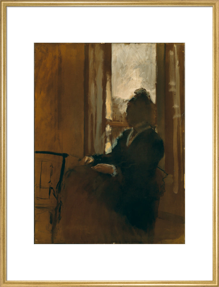 Woman at a Window (art print, extra large, gold)