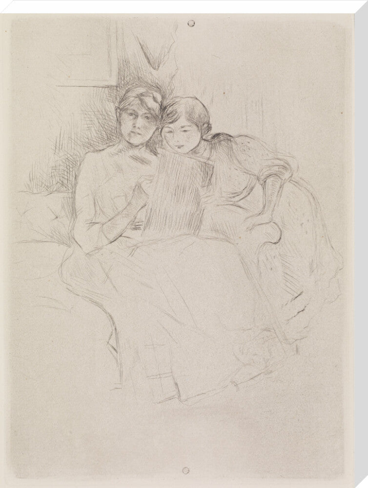 Berthe Morisot Drawing, with Her Daughter, 1889 (stretched canvas, extra large, unframed)