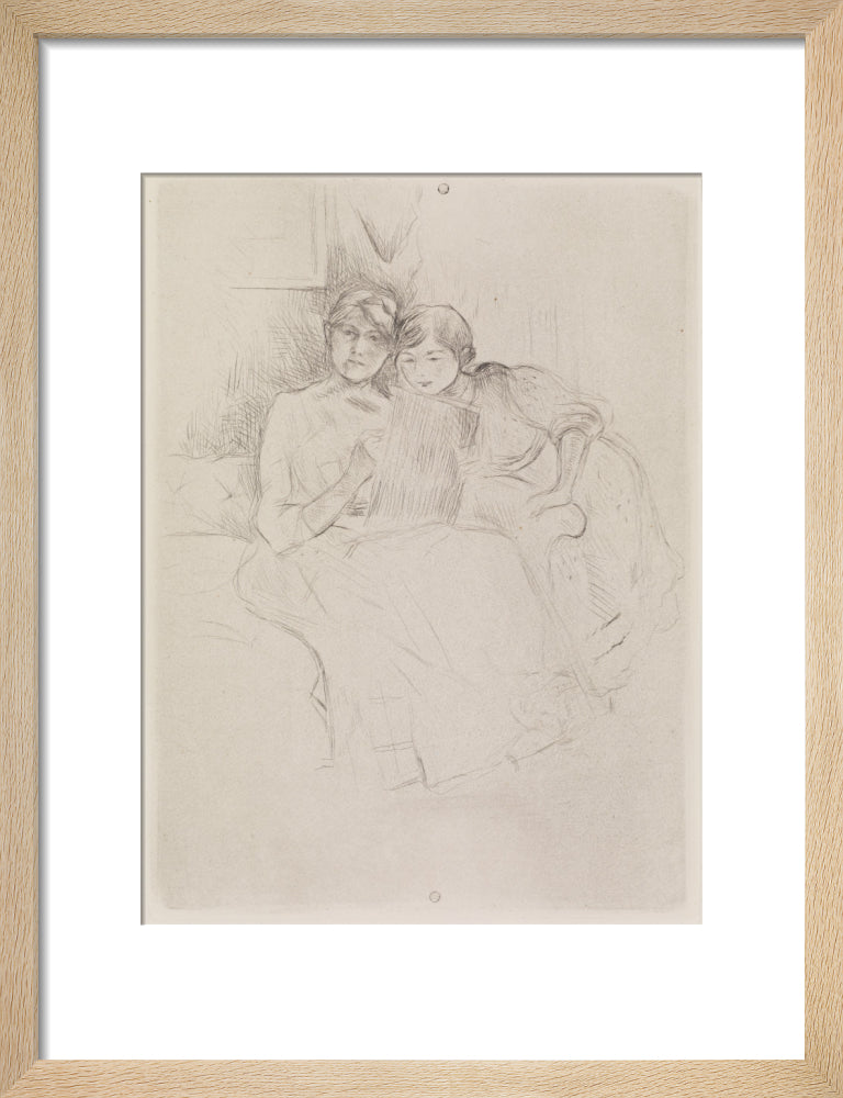 Berthe Morisot Drawing, with Her Daughter, 1889 (art print, small, natural)