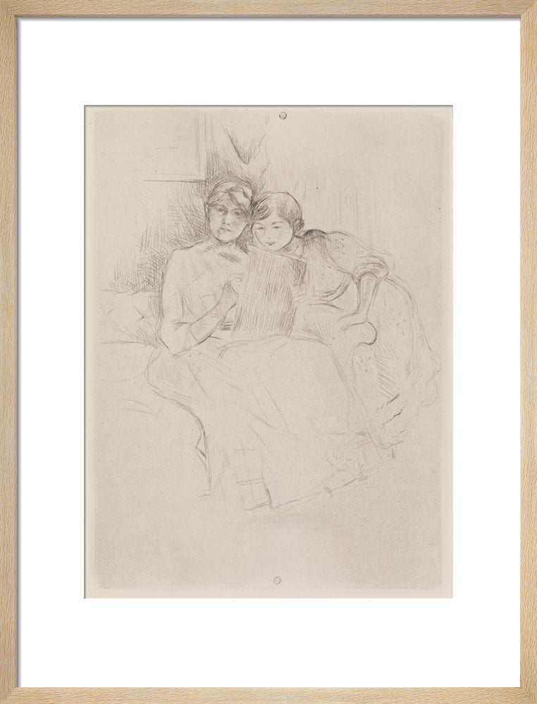 Berthe Morisot Drawing, with Her Daughter, 1889 (art print, medium, natural)